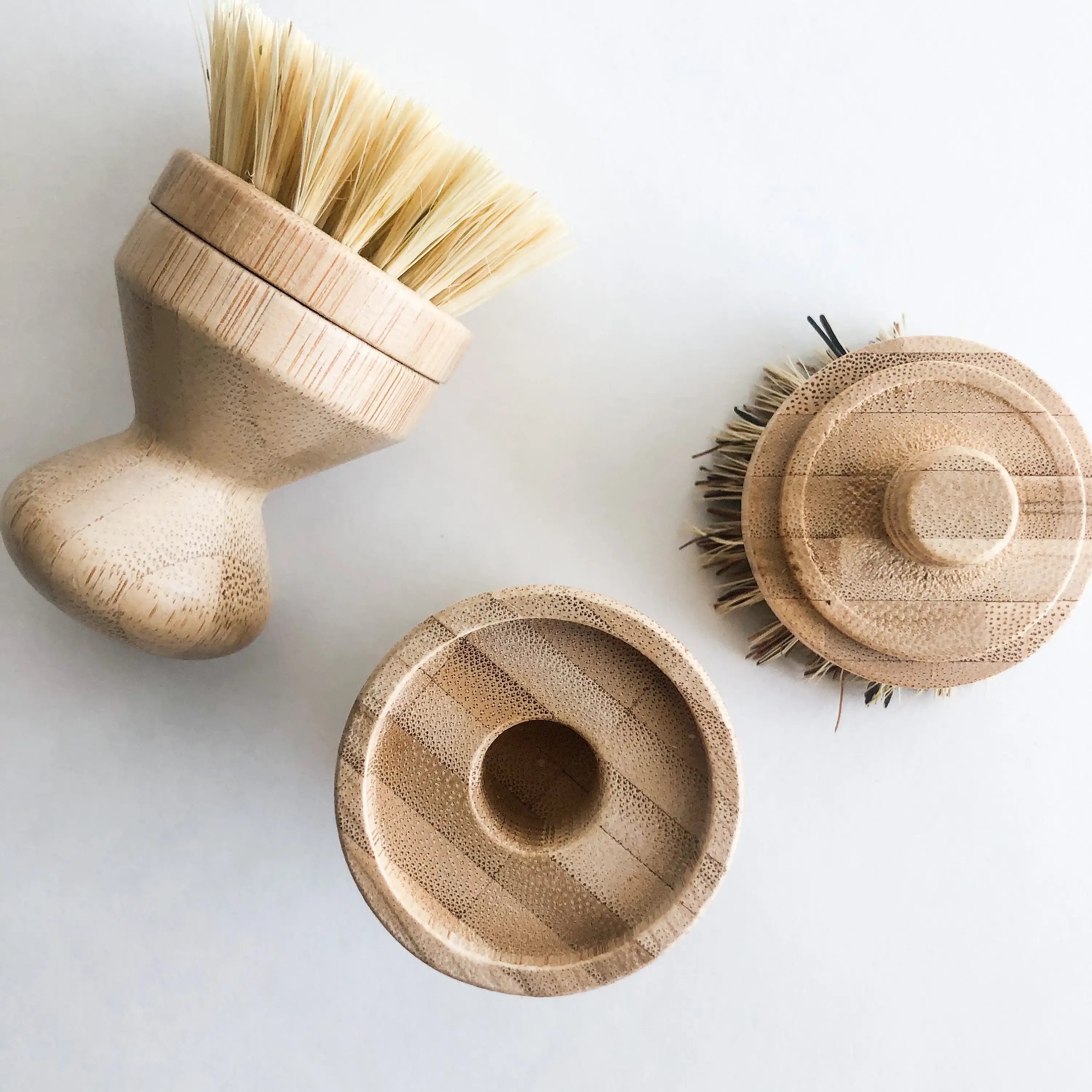 Natural Bamboo Pot & Dish Brush With Replaceable Head
