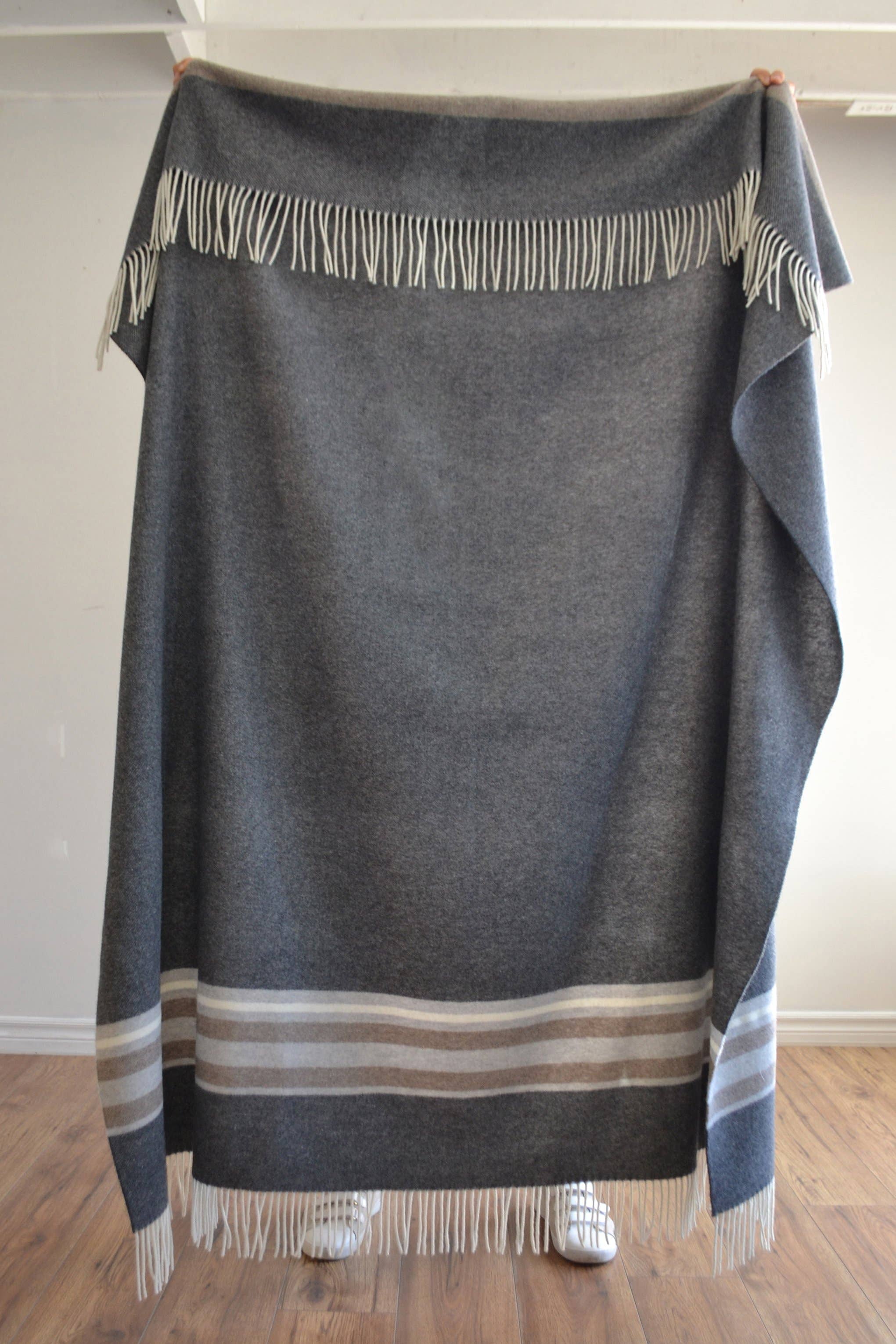 Soho Throw Charcoal with Thin Tan, Light Grey & Ivory Stripe